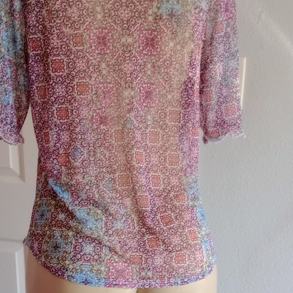 Perseption Pink and Blue Patterned Blouse - Picture 9 of 9